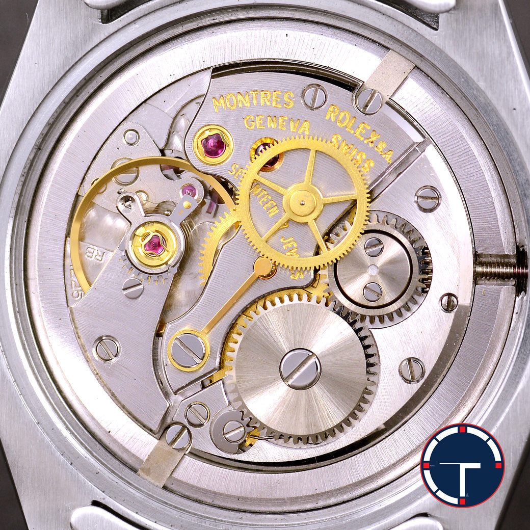 นาฬิกา Rolex Oyster Ref.6427 หน้าปัดสีฟ้า ขอบรางรถไฟ สายOysterแท้แบบม้วน นาฬิกาปี1975 ไขลาน ขนาด 34 mm