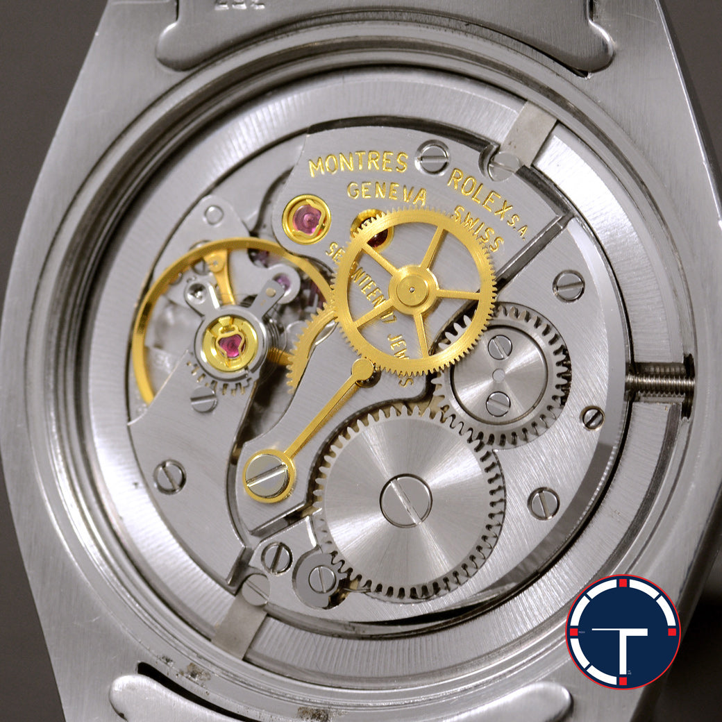นาฬิกา Rolex Ref.6426 หน้าปัดสีเงิน สายOysterแท้ ตัวเรือนไม่เคยขัด มีใบ ปี1973 ไขลาน ขนาด 34 mm