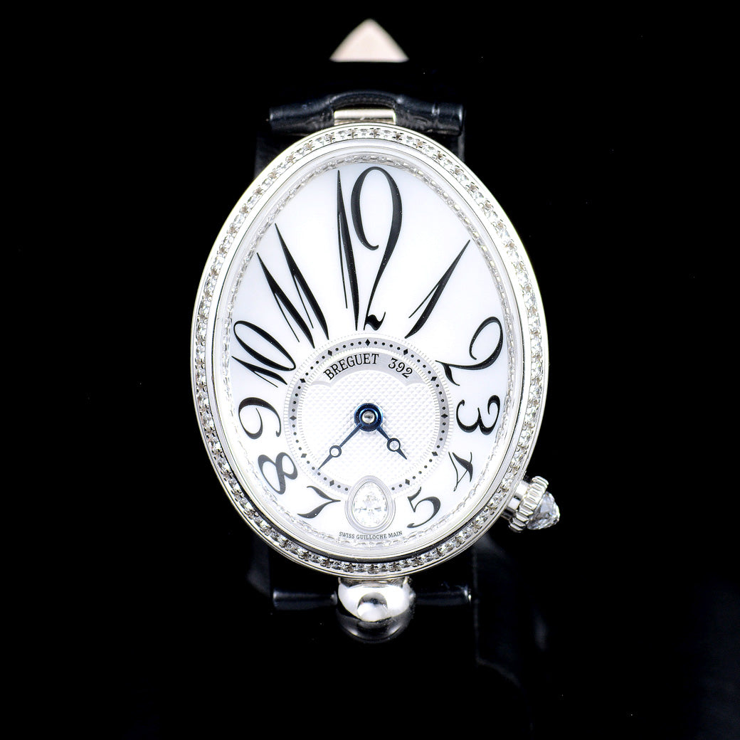 นาฬิกา Breguet Reine De Naples White Gold With Black Leather Watch MOP Dial Shopไทย ปี2022 Automatic ขนาด 29.5 x 37 mm