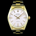 นาฬิกา Rolex Air-King Gold Capped Ref.5520 หน้าปัดลายผ้า ตัวเรือนทองหุ้ม มีสายเหล็กOysterแท้ทองหุ้ม นาฬิกาปี1971 Automatic ขนาด 34 mm