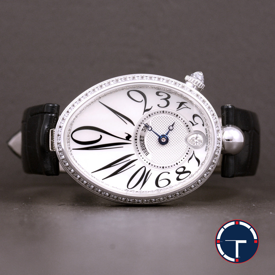 นาฬิกา Breguet Reine De Naples White Gold With Black Leather Watch MOP Dial Shopไทย ปี2022 Automatic ขนาด 29.5 x 37 mm