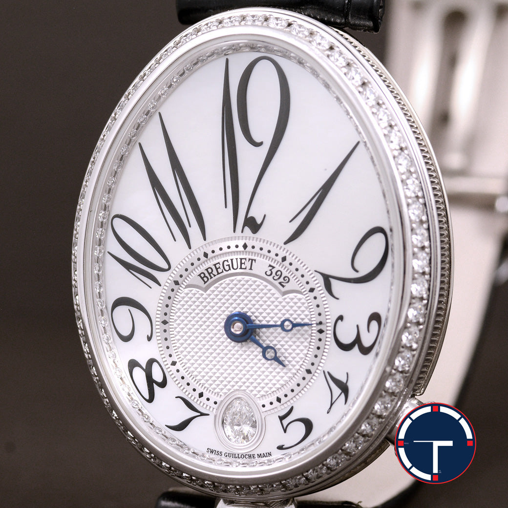 นาฬิกา Breguet Reine De Naples White Gold With Black Leather Watch MOP Dial Shopไทย ปี2022 Automatic ขนาด 29.5 x 37 mm