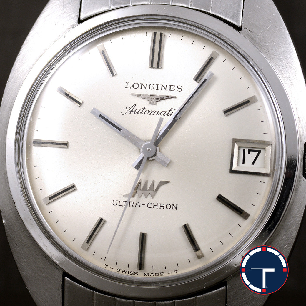 นาฬิกา Longines Ultra Chron หน้าปัดสีเงิน ทรงจานบิน สายเหล็กแท้ Automatic ขนาด 35 mm