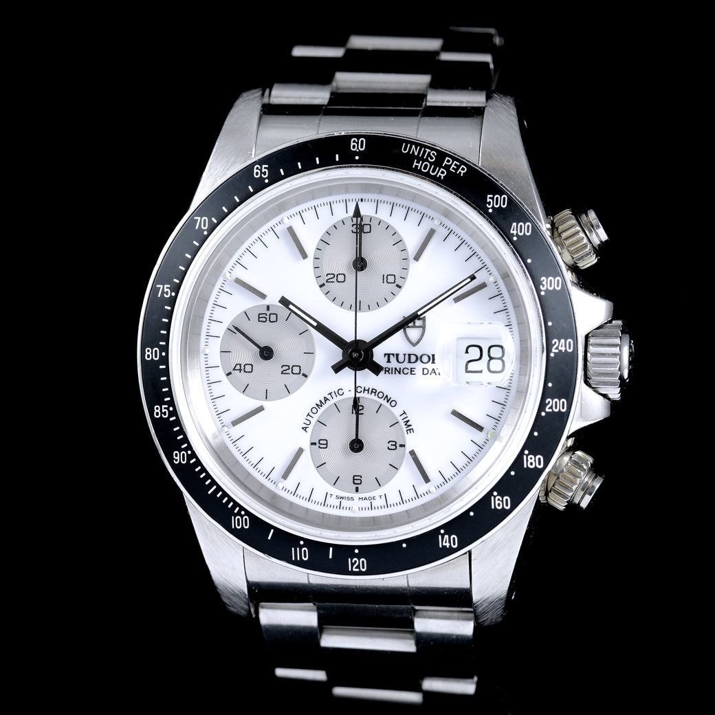 นาฬิกา Tudor Prince Date chronograph Ref.79260 หน้าขาว ขอบฟิล์มดำ สายOyster12ข้อ มีใบ นาฬิกาปี1997 Automatic ขนาด 40 mm