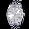 นาฬิกา Rolex DateJust Ref.1601 หน้าขาว2ชั้นWide-Boy ขอบทองคำขาว18K สายจูบีลี่แท้(แบบม้วน) นาฬิกาปี1971 Automatic ขนาด 36 mm