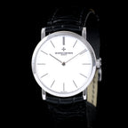 นาฬิกา Vacheron Constantin Extra-thin Ref.33093 White Dial, 18K White Gold หน้าปัดสีขาว ตัวเรือนทองคำขาว สายหนังแท้ หัวเข็มขัดแท้ ไขลาน ขนาด 31 mm