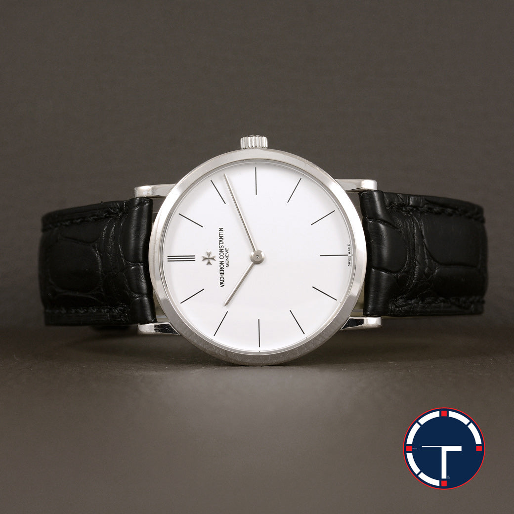 นาฬิกา Vacheron Constantin Extra-thin Ref.33093 White Dial, 18K White Gold หน้าปัดสีขาว ตัวเรือนทองคำขาว สายหนังแท้ หัวเข็มขัดแท้ ไขลาน ขนาด 31 mm