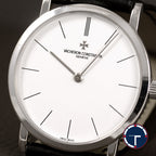 นาฬิกา Vacheron Constantin Extra-thin Ref.33093 White Dial, 18K White Gold หน้าปัดสีขาว ตัวเรือนทองคำขาวบางพิเศษ หลังเปลือย สายหนังแท้ หัวเข็มขัดแท้ ไขลาน ขนาด 31 mm