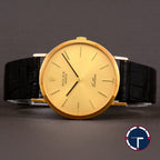 นาฬิกา Rolex Cellini "Unpolished" หน้าปัดสีทอง ตัวเรือนทองคำ18Kทรงกลม ตัวเรือนไม่เคยขัด สายหนังแท้ หัวเข็มขัดแท้ นาฬิกาปี1976 ไขลาน ขนาด 31 mm