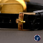 นาฬิกา Rolex Cellini "Unpolished" หน้าปัดสีทอง ตัวเรือนทองคำ18Kทรงกลม ตัวเรือนไม่เคยขัด สายหนังแท้ หัวเข็มขัดแท้ นาฬิกาปี1976 ไขลาน ขนาด 31 mm