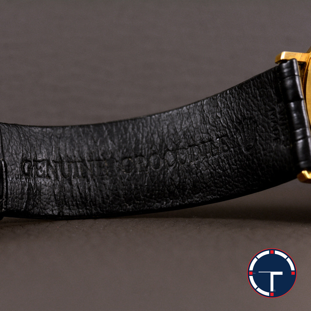 นาฬิกา Rolex Cellini "Unpolished" หน้าปัดสีทอง ตัวเรือนทองคำ18Kทรงกลม ตัวเรือนไม่เคยขัด สายหนังแท้ หัวเข็มขัดแท้ นาฬิกาปี1976 ไขลาน ขนาด 31 mm