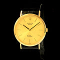 นาฬิกา Rolex Cellini "Unpolished" หน้าปัดสีทอง ตัวเรือนทองคำ18Kทรงกลม ตัวเรือนไม่เคยขัด สายหนังแท้ หัวเข็มขัดแท้ นาฬิกาปี1976 ไขลาน ขนาด 31 mm