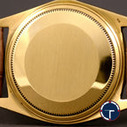นาฬิกา Rolex Day-Date Ref.1803 หน้าปัดลายผ้าสีทอง ขอบทองคำพีระมิด18Kประดับเพชร(ทำใหม่) ตัวเรือนทองคำ18K นาฬิกาปี1968 Automatic ขนาด 36 mm