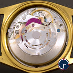 นาฬิกา Rolex Day-Date Ref.1803 หน้าปัดลายผ้าสีทอง ขอบทองคำพีระมิด18Kประดับเพชร(ทำใหม่) ตัวเรือนทองคำ18K นาฬิกาปี1968 Automatic ขนาด 36 mm