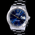 นาฬิกา Rolex DateJust Turn-O-Graph Thunderbird SeriesF Blue Dial Ref.16264 หน้าปัดสีน้ำเงิน ขอบทองคำขาว กระจกSapphireเลเซอร์ สายOysterแท้ นาฬิกาปี2005 Automatic ขนาด 36 mm