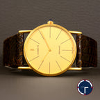 นาฬิกา Corum "Unpolished" Karesansui Garden Ref.58102 18K Yellow Gold หน้าปัดสีทอง ตัวเรือนทองคำ18K(แบบาง)"ไม่เคยขัด" สายหนังแท้ หัวเข็มขัดแท้ Automatic ขนาด 35 mm