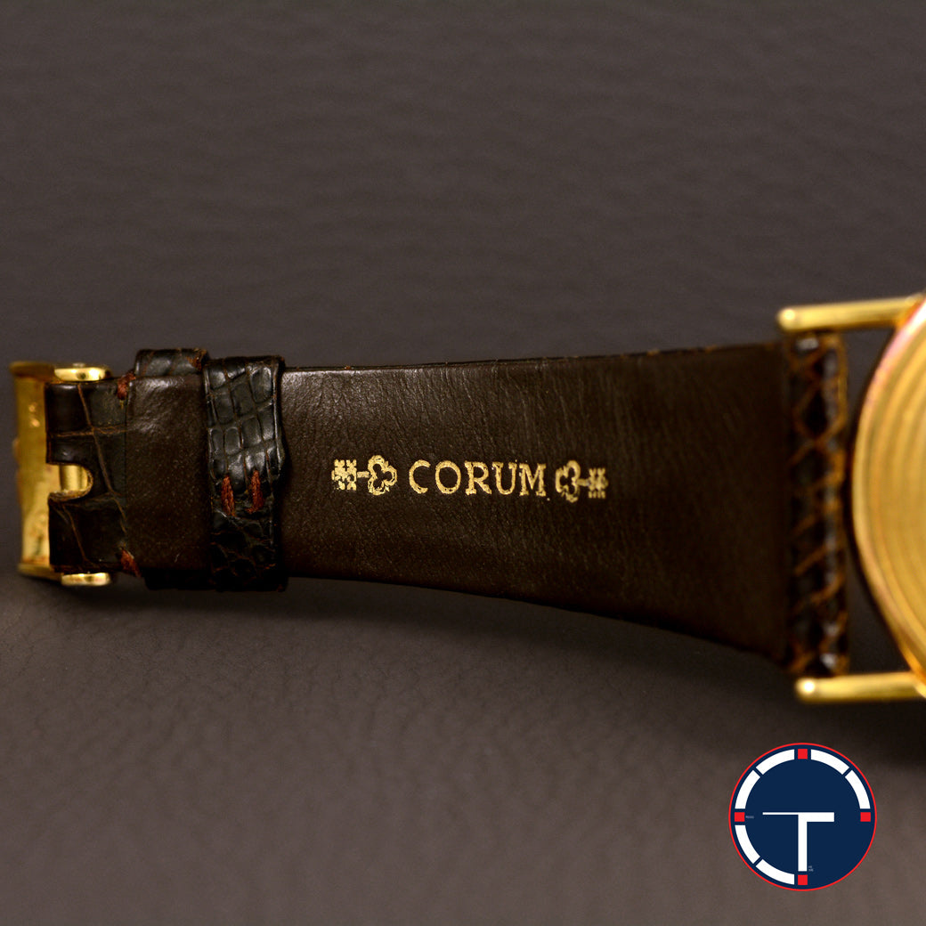 นาฬิกา Corum "Unpolished" Karesansui Garden Ref.58102 18K Yellow Gold หน้าปัดสีทอง ตัวเรือนทองคำ18K(แบบาง)"ไม่เคยขัด" สายหนังแท้ หัวเข็มขัดแท้ Automatic ขนาด 35 mm