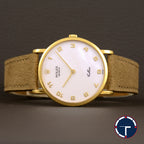 นาฬิกา Rolex "Unpolished" Cellini Ref.5112 หน้าปัดสีขาวมุก หลักชั่วโมงเลขอารบิก ตัวเรือนทองคำ18Kทรงกลม "ไม่เคยขัด" หัวเข็มขัดแท้ นาฬิกาปี1999 ไขลาน(Manual Winding) ขนาด 31 mm