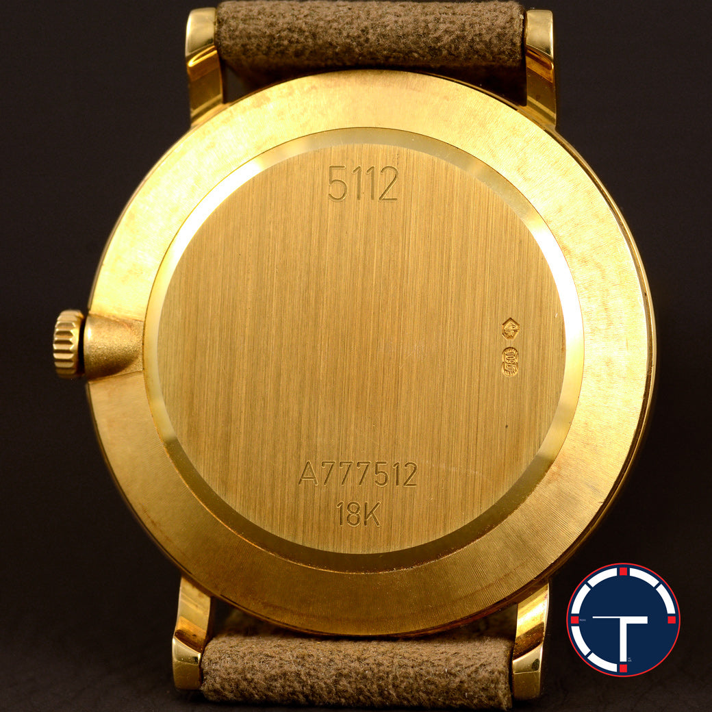 นาฬิกา Rolex "Unpolished" Cellini Ref.5112 หน้าปัดสีขาวมุก หลักชั่วโมงเลขอารบิก ตัวเรือนทองคำ18Kทรงกลม "ไม่เคยขัด" หัวเข็มขัดแท้ นาฬิกาปี1999 ไขลาน(Manual Winding) ขนาด 31 mm