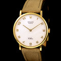นาฬิกา Rolex "Unpolished" Cellini Ref.5112 หน้าปัดสีขาวมุก หลักชั่วโมงเลขอารบิก ตัวเรือนทองคำ18Kทรงกลม "ไม่เคยขัด" หัวเข็มขัดแท้ นาฬิกาปี1999 ไขลาน(Manual Winding) ขนาด 31 mm