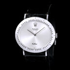 นาฬิกา Rolex Cellini "Unpolished" White Gold หน้าปัดสีเงิน ตัวเรือนทองคำขาวทรงไข่นอน ไม่เคยขัด สายหนังเดิม หัวเข็มขัดแท้ นาฬิกาปี1976 ไขลาน(Manual Winding) ขนาด 31 mm