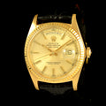 นาฬิกา Rolex Day-Date Ref.1803 หน้าปัดสีทอง ขอบหยักทองคำ18K ตัวเรือนทองคำ18K นาฬิกาปี1973 Automatic ขนาด 36 mm