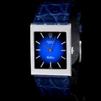 นาฬิกา Rolex Cellini "Unpolished" Ref.4014 18K White Gold หน้าฟ้าสีฟ้าทูโทน ทรงสี่เหลี่ยมผืนผ้าทองคำขาว"ไม่เคยขัด" นาฬิกาปี1975 ไขลาน(Manual Winding) ขนาด 22x30 mm