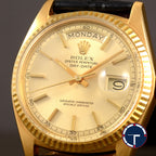 นาฬิกา Rolex Day-Date Ref.1803 หน้าปัดสีทอง ขอบหยักทองคำ18K ตัวเรือนทองคำ18K นาฬิกาปี1973 Automatic ขนาด 36 mm