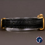นาฬิกา Jaeger-Lecoultre "Unpolished" Reverso Duoface Ref.266.244 หน้าที่1หน้าปัดมุกวงตรงกลางกิโยเช่(Guilloché) และหน้าที่2หน้าปัดมุก ขอบประดับเพชร ตัวเรือนทองคำ18K"ไม่เคยขัด" สายหนังแท้ หัวเข็มขัดแท้ ไขลาน ขนาด 21x33 mm