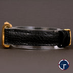 นาฬิกา Jaeger-Lecoultre "Unpolished" Reverso Duoface Ref.266.244 หน้าที่1หน้าปัดมุกวงตรงกลางกิโยเช่(Guilloché) และหน้าที่2หน้าปัดมุก ขอบประดับเพชร ตัวเรือนทองคำ18K"ไม่เคยขัด" สายหนังแท้ หัวเข็มขัดแท้ ไขลาน ขนาด 21x33 mm