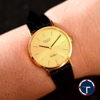 นาฬิกา Rolex Cellini "Unpolished" หน้าปัดสีทอง ตัวเรือนทองคำ18Kทรงกลม ตัวเรือนไม่เคยขัด สายหนังแท้ หัวเข็มขัดแท้ นาฬิกาปี1976 ไขลาน(Manual Winding) ขนาด 31 mm