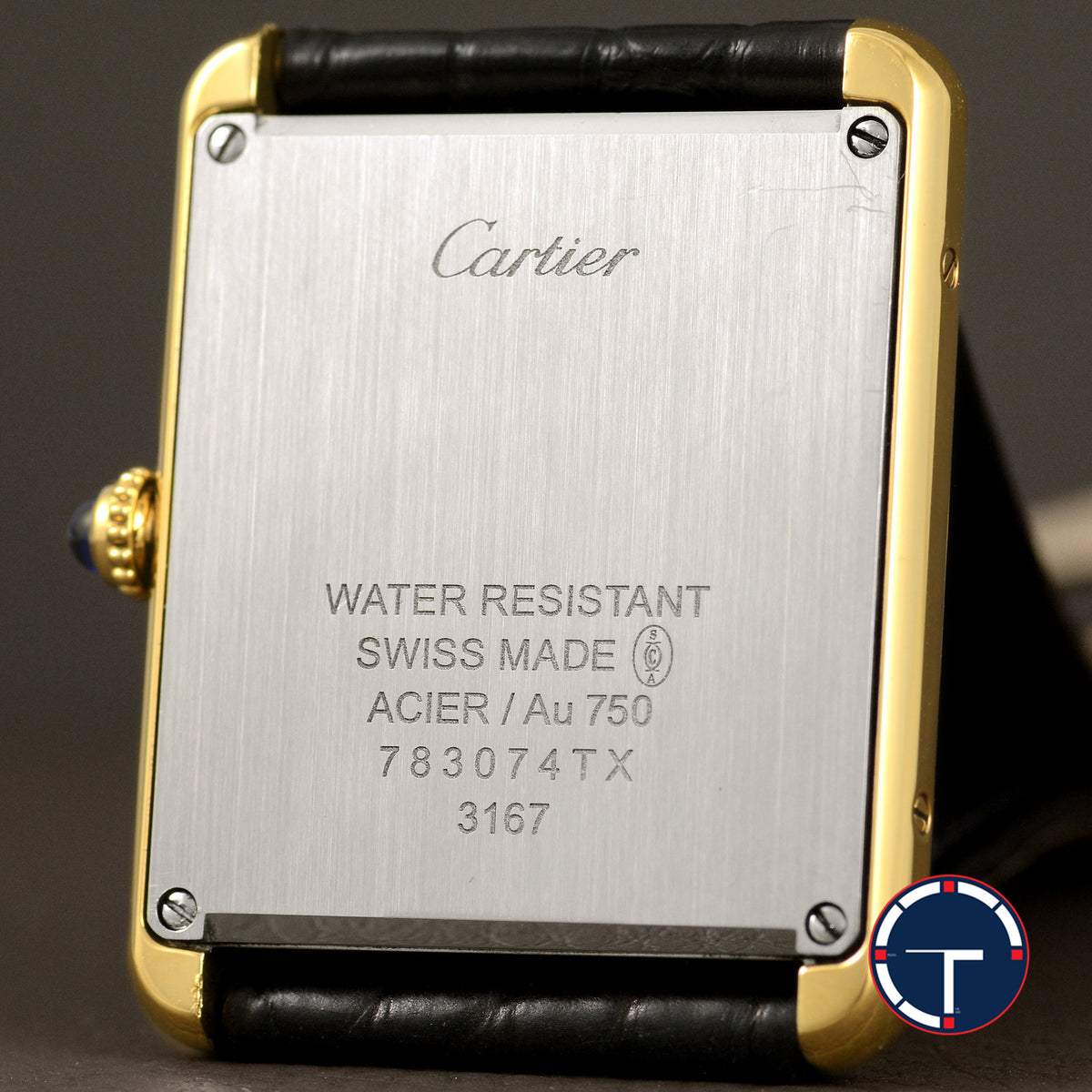 นาฬิกา Cartier Tank Solo watch 18K Yellow Gold หน้าปัดสีขาว หลักชั่วโมงเลขโรมัน สายหนังแท้ หัวเข็มขัดแท้ Quartz ขนาด 27.4x34.8 mm (Size L)