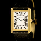 นาฬิกา Cartier Tank Solo watch 18K Yellow Gold หน้าปัดสีขาว หลักชั่วโมงเลขโรมัน สายหนังแท้ หัวเข็มขัดแท้ Quartz ขนาด 27.4x34.8 mm (Size L)