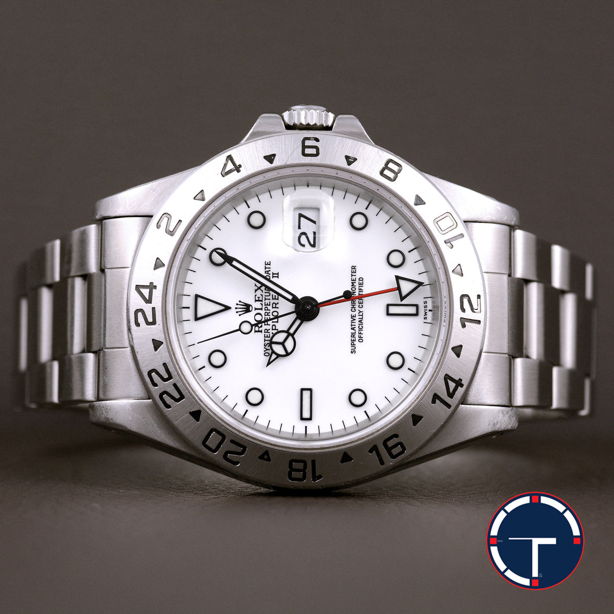 นาฬิกา Rolex ExplorerII Ref.16570 SeriesU Swiss Only Dial หน้าปัดสีขาว สายOysterแท้13ข้อ นาฬิกาปี1998 Automatic ขนาด 40 ขนาด