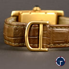 นาฬิกา Cartier Tank Américaine 18K Yellow Gold หน้าปัดสีครีม ตัวเรือนทองคำ18K สายหนังแท้ หัวเข็มขัดแท้ทองคำ18K Quartz ขนาด 22.5x41.5(Size M)