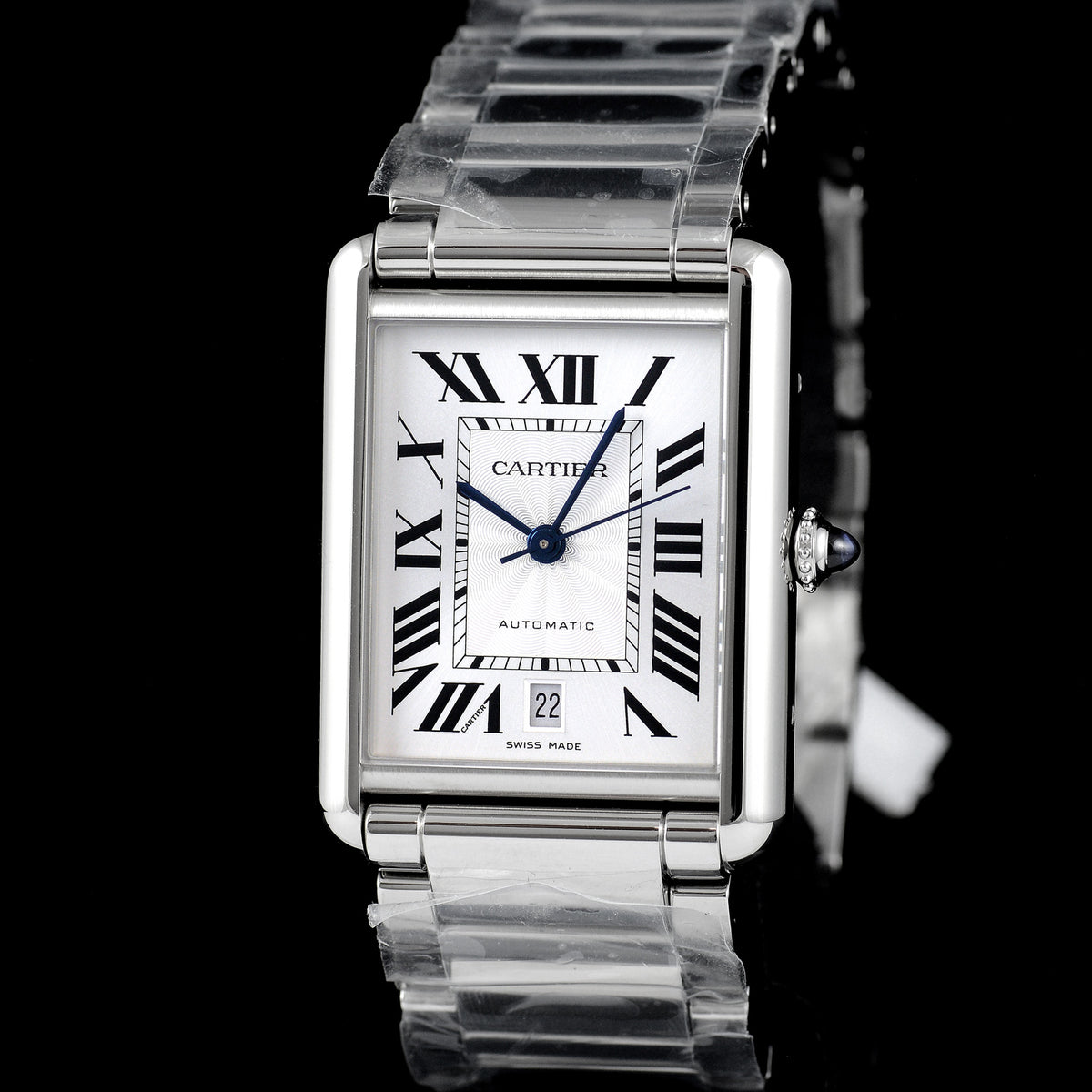 นาฬิกา Cartier Tank Must หน้าปัดสีขาวลายGuilloché(กิโยเช่) สายเหล็กแท้ กล่อง+ใบ นาฬิกาปี2026 Automatic ขนาด 31x41 mm (Size XL)