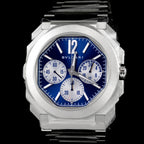 นาฬิกา Bvlgari Octo Finissimo Chronograph GMT หน้าปัดสีน้ำเงิน สายเหล็กแท้ หลังเปลือย กล่องและการ์ด Automatic ขนาด 43 mm