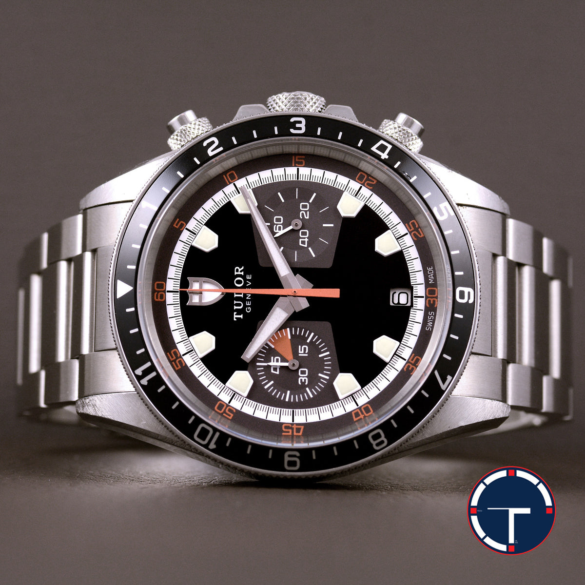 นาฬิกา Tudor Heritage Chrono Ref.70330N หน้าปัดสีดำขอบขาว ขอบฟิล์ม สายOysterแท้ กล่อง+การ์ด+Tag นาฬิกาปี2013 Automatic ขนาด 42 mm