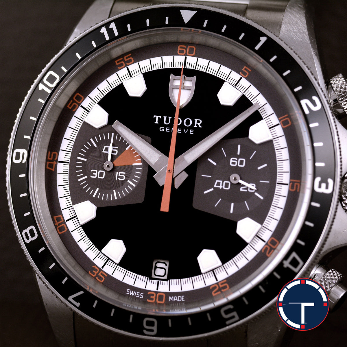นาฬิกา Tudor Heritage Chrono Ref.70330N หน้าปัดสีดำขอบขาว ขอบฟิล์ม สายOysterแท้ กล่อง+การ์ด+Tag นาฬิกาปี2013 Automatic ขนาด 42 mm