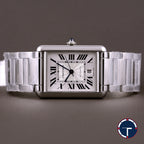 นาฬิกา Cartier Tank Must หน้าปัดสีขาวลายGuilloché(กิโยเช่) สายเหล็กแท้ กล่อง+ใบ Automatic ขนาด 31x41 mm (Size XL)
