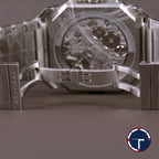 นาฬิกา Bvlgari Octo Finissimo Chronograph GMT หน้าปัดสีน้ำเงิน สายเหล็กแท้ หลังเปลือย กล่องและการ์ด Automatic ขนาด 43 mm