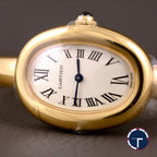 นาฬิกา Cartier Baignoire de Cartier 18K Yellow Gold หน้าปัดสีครีม หลักชั่วโมงเลขโรมัน ตัวเรือนและสายทองคำ18K กล่อง+ใบ นาฬิกาปี2026 Quartz ขนาด 31.4x23.1 mm Size S