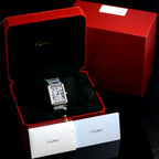 นาฬิกา Cartier Tank Must หน้าปัดสีขาวลายGuilloché(กิโยเช่) สายเหล็กแท้ กล่อง+ใบ นาฬิกาปี2026 Automatic ขนาด 31x41 mm (Size XL)