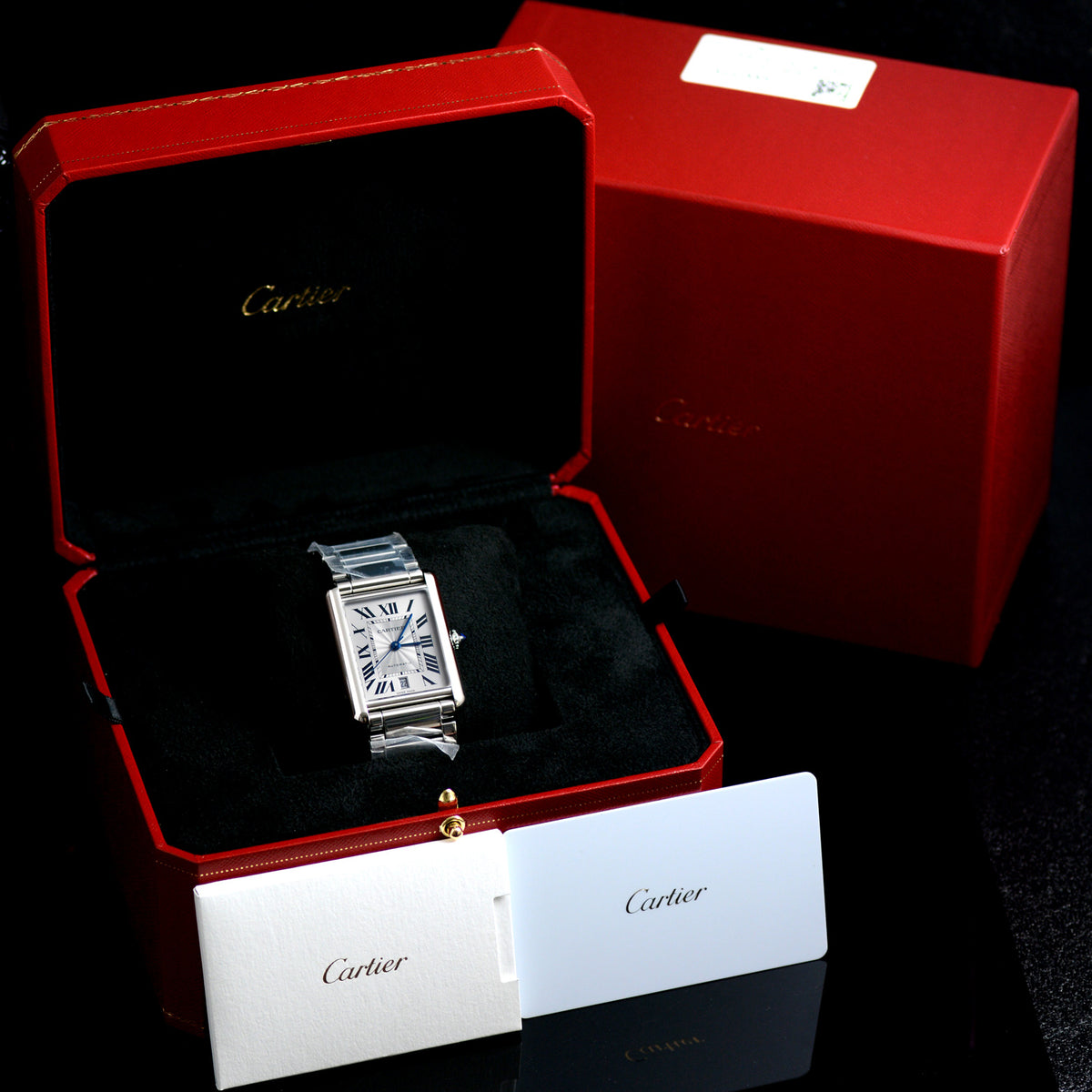 นาฬิกา Cartier Tank Must หน้าปัดสีขาวลายGuilloché(กิโยเช่) สายเหล็กแท้ กล่อง+ใบ นาฬิกาปี2026 Automatic ขนาด 31x41 mm (Size XL)