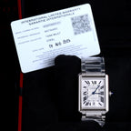 นาฬิกา Cartier Tank Must หน้าปัดสีขาวลายGuilloché(กิโยเช่) สายเหล็กแท้ กล่อง+ใบ นาฬิกาปี2026 Automatic ขนาด 31x41 mm (Size XL)