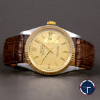 Rolex DateJust Ref.16013 หน้าผ้าสีทอง ขอบหยักทองคำ18K นาฬิกาปี1986 Automatic ขนาด 36 mm