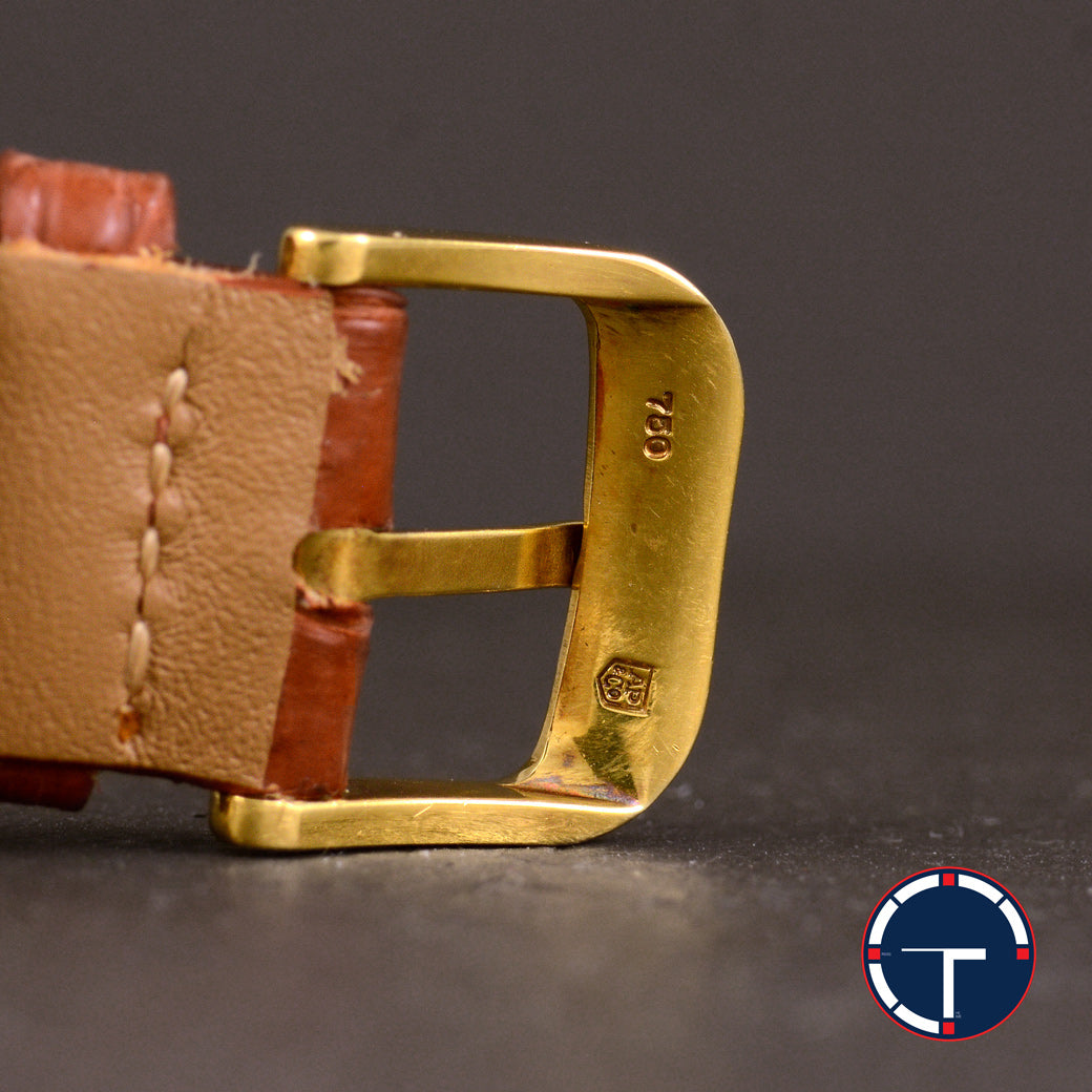นาฬิกา Audemars Piguet (AP) Vintage 18K Yellow Gold Original Buckle หน้าปัดสีขาว หลักชั่วโมงเลขโรมัน ตัวเรือนทองคำ18K หัวเข็มขัดแท้ Quartz ขนาด 31 mm