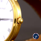 นาฬิกา Audemars Piguet (AP) Vintage 18K Yellow Gold Original Buckle หน้าปัดสีขาว หลักชั่วโมงเลขโรมัน ตัวเรือนทองคำ18K หัวเข็มขัดแท้ Quartz ขนาด 31 mm
