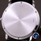 นาฬิกา Audemars Piguet(AP) Jules Audemars White Gold 18K หน้าปัดสีขาว หลักชั่วโมงเลขโรมัน ตัวเรือนทองคำขาว18K สายหนังแท้ หัวเข็มขัดแท้ ไขลาน(Manual Winding) ขนาด 34 mm
