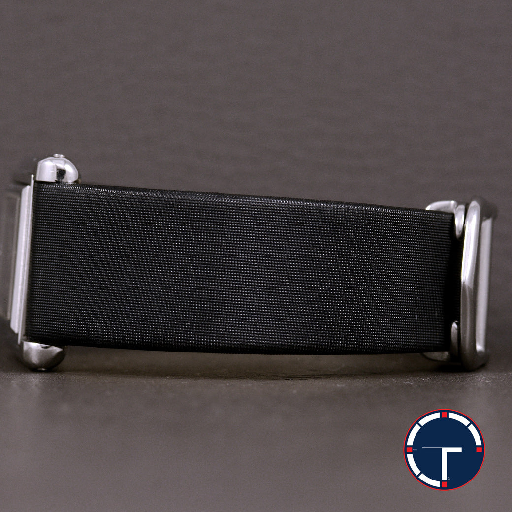 นาฬิกา Cartier Unpolished Tank Basculante Ref.2386 หน้าปัดสีดำ หลักชั่วโมงเลขอารบิก สายผ้าแท้ หัวเข็มขัด Quartz ขนาด 22 x 32 mm
